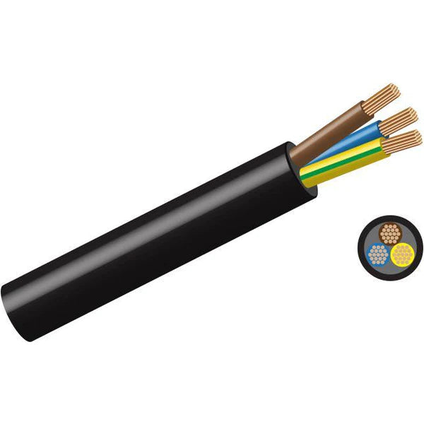 Cabtyre 2.5mm 3 Core Cable Black - 100M
